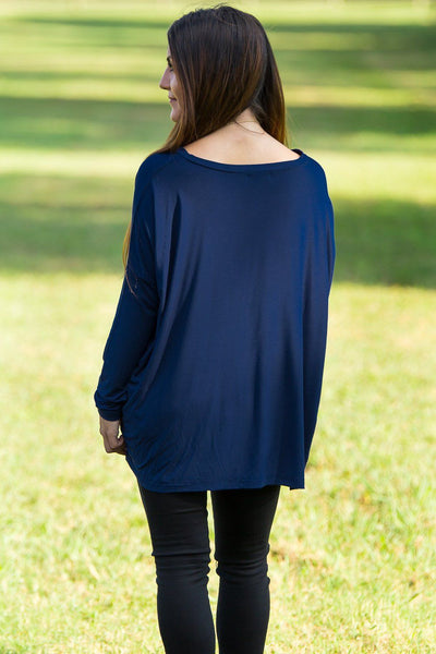 トップス piko Long Sleeve V-Neck Piko Top - Navy – Piko Clothing