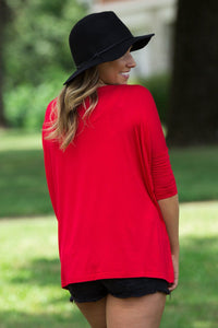 3/4 Sleeve Piko Top - Red - Piko Clothing