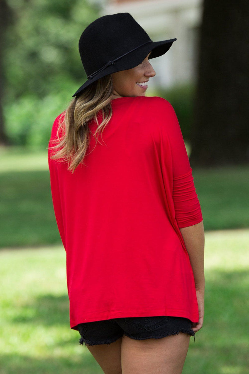 3/4 Sleeve Piko Top - Red - Piko Clothing