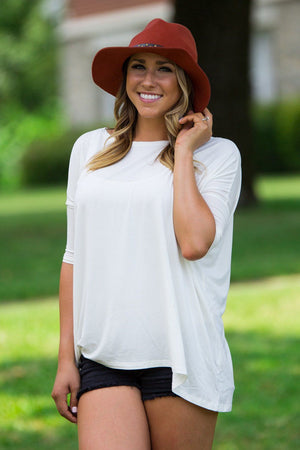 3/4 Sleeve Piko Top - Off White - Piko Clothing
