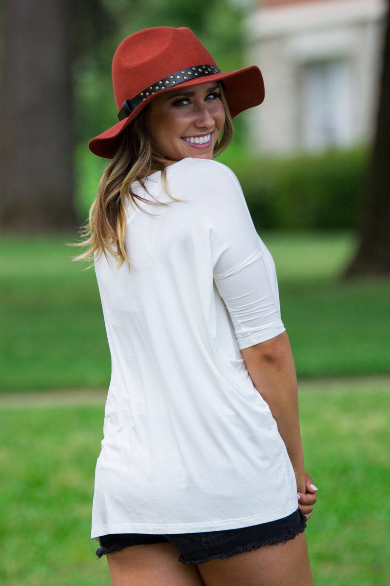 3/4 Sleeve Piko Top - Off White - Piko Clothing