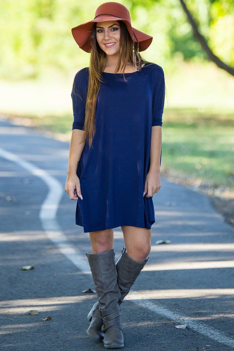 Half Sleeve Piko Tunic - Navy - Piko Clothing