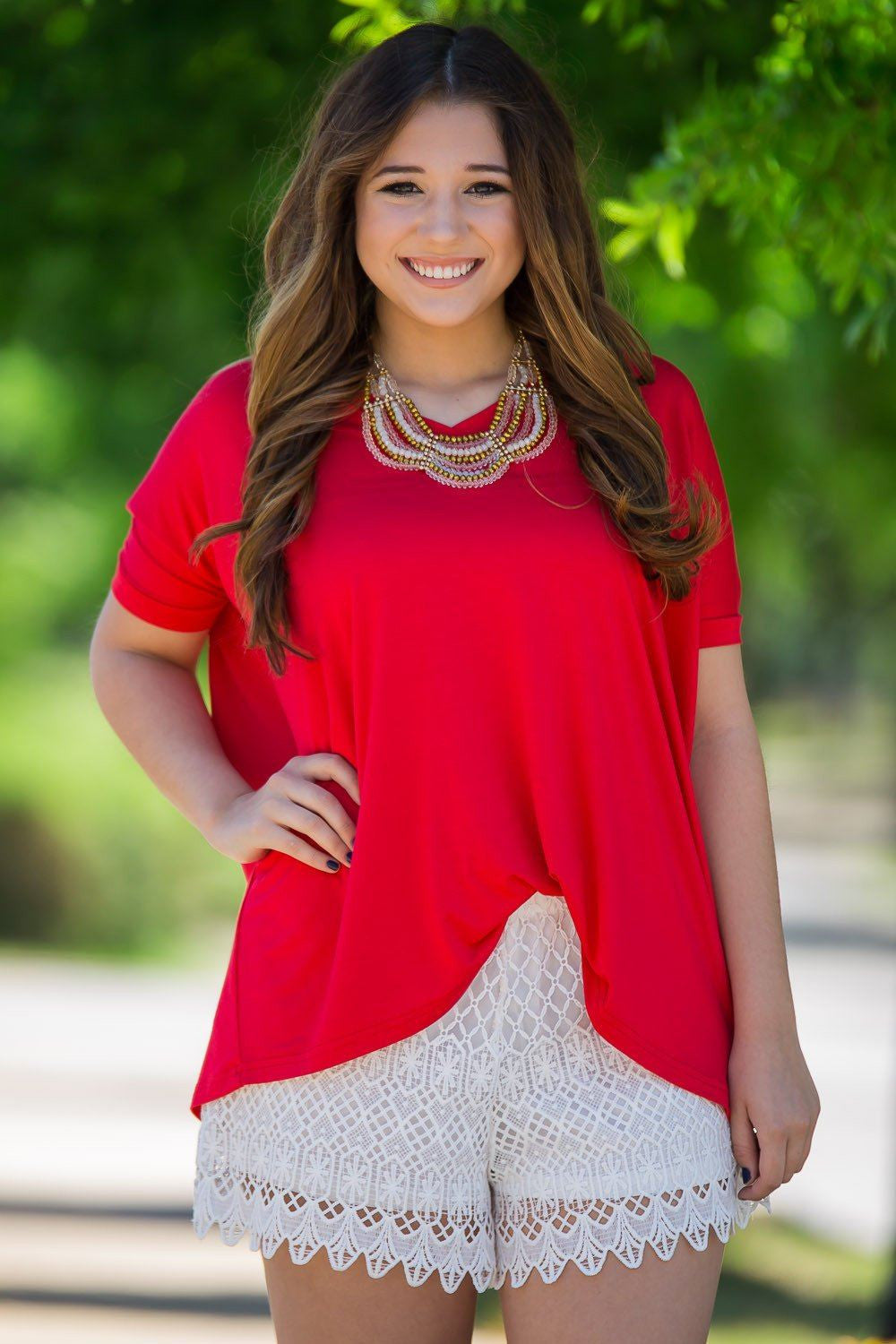 Short Sleeve V-Neck Piko Top - Red - Piko Clothing