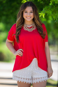 Short Sleeve V-Neck Piko Top - Red - Piko Clothing