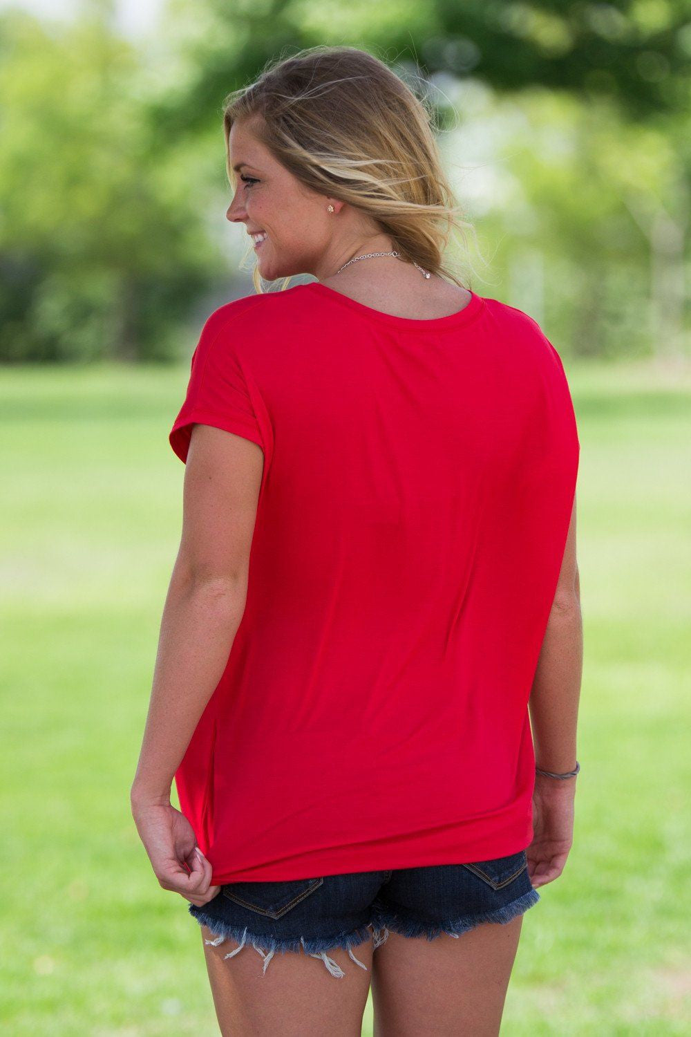 Short Sleeve Rolled Sleeve Piko Top - Red - Piko Clothing