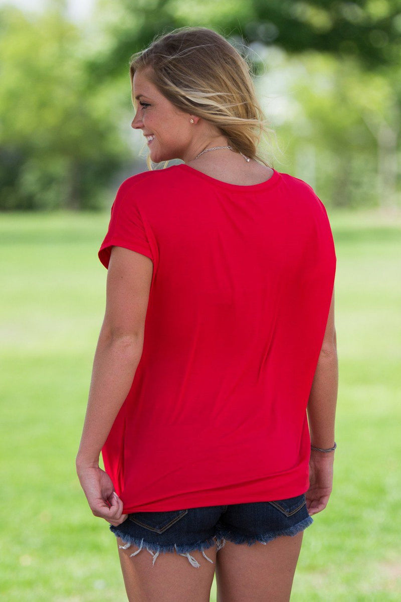 Short Sleeve Rolled Sleeve Piko Top - Red - Piko Clothing