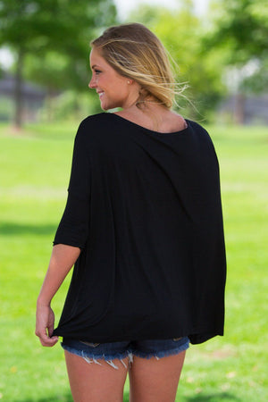 3/4 Sleeve Piko Top - Black - Piko Clothing