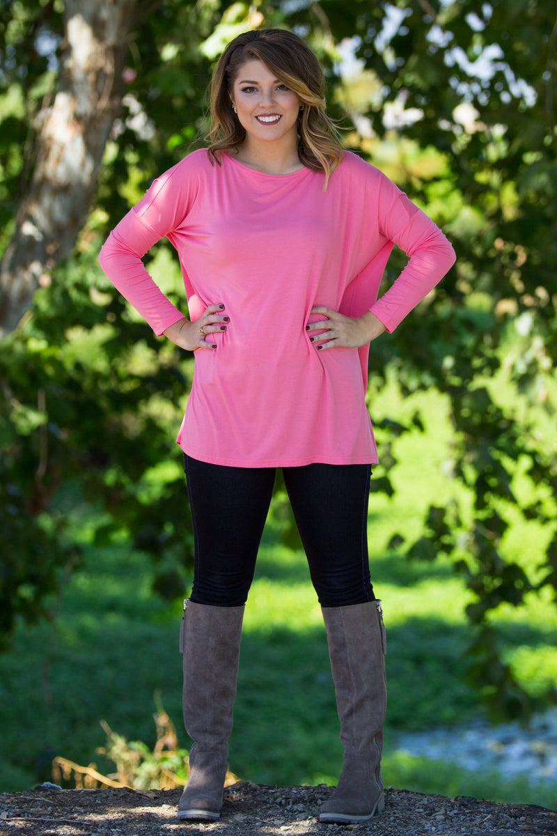 Long Sleeve Piko Tunic - Pink