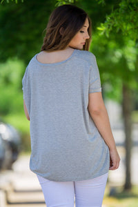 Short Sleeve V-Neck Piko Top - Heather Grey - Piko Clothing