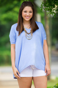 Short Sleeve V-Neck Piko Top - Serenity - Piko Clothing