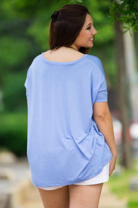 Short Sleeve V-Neck Piko Top - Serenity - Piko Clothing