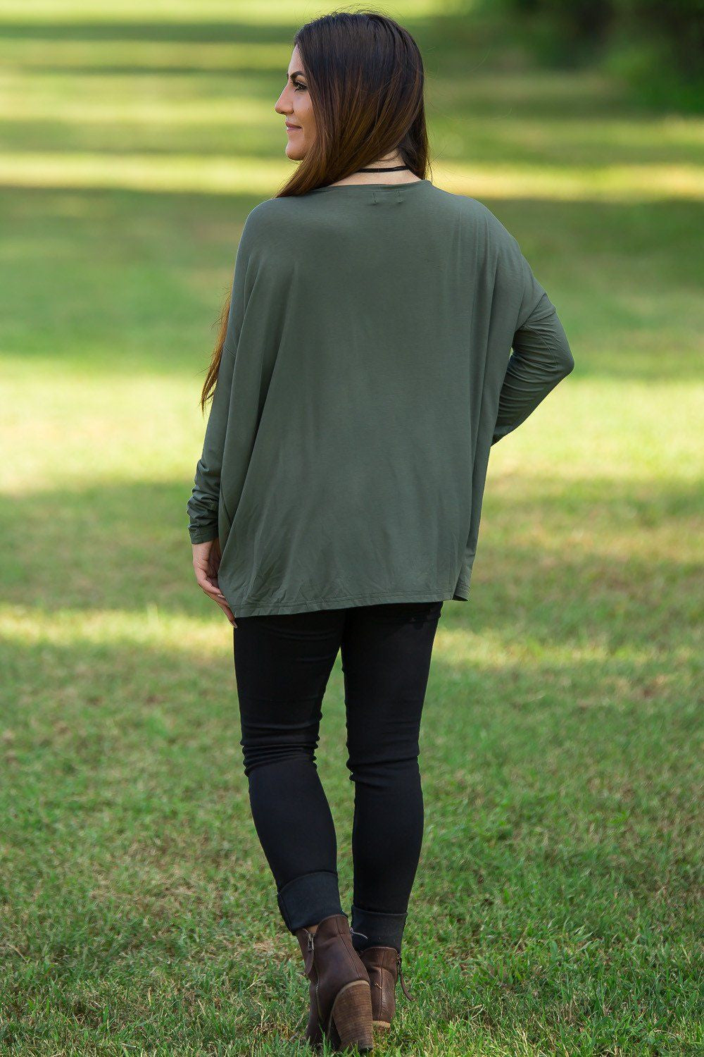 Long Sleeve V-Neck Piko Top - Army - Piko Clothing