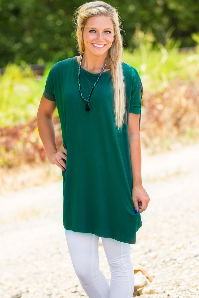 Short Sleeve Piko Tunic - Forest Green - Piko Clothing