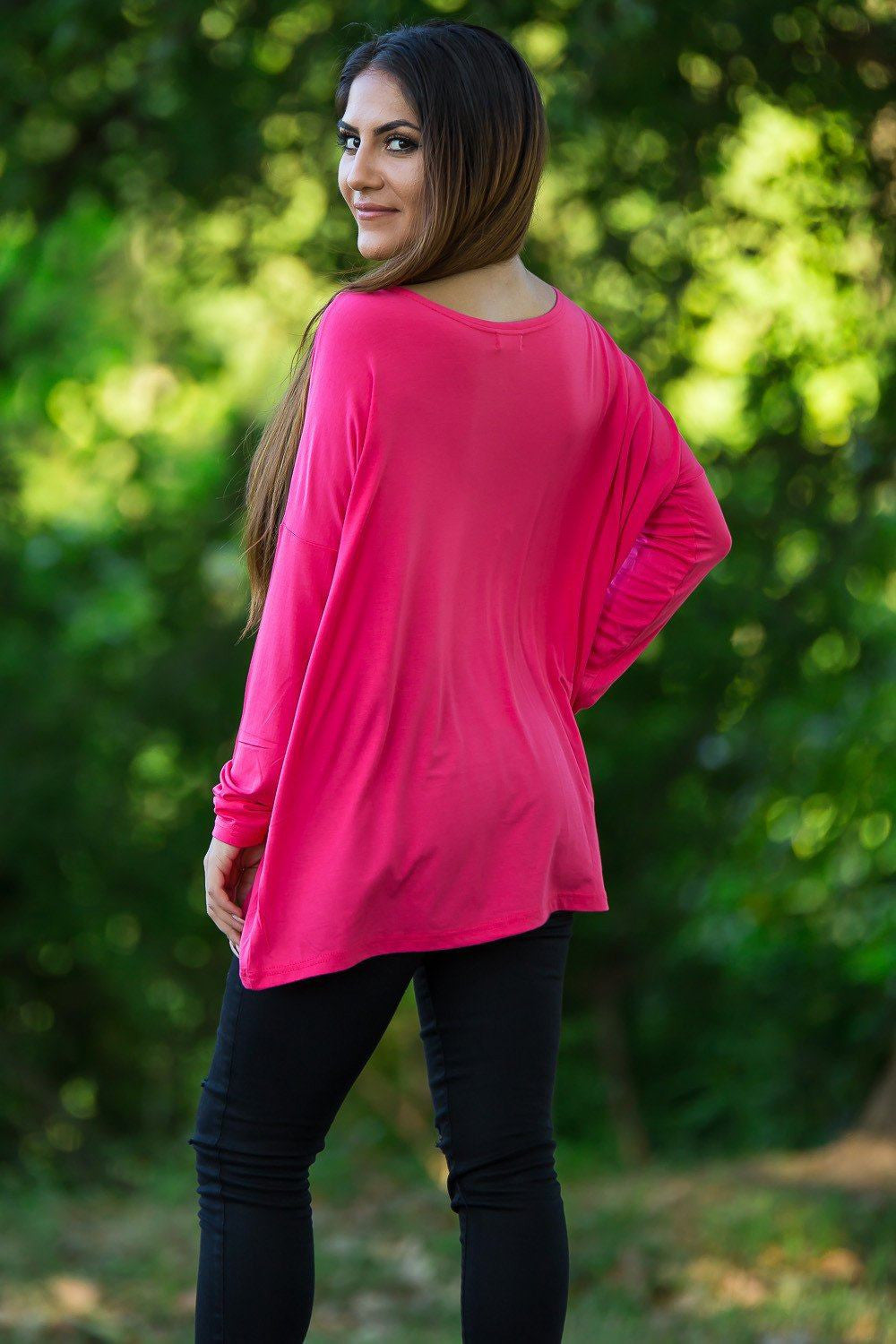 Long Sleeve Piko Top - Fuchsia - Piko Clothing