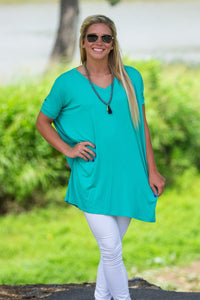 Short Sleeve V-Neck Piko Tunic - Light Green - Piko Clothing
