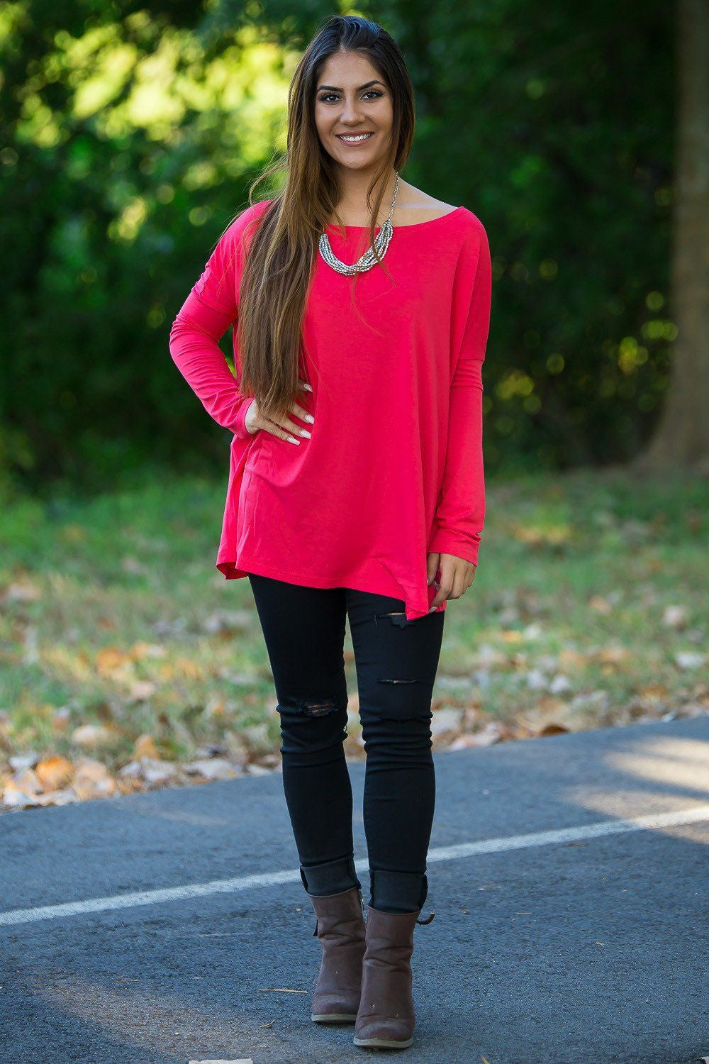 Long Sleeve Piko Top - Watermelon - Piko Clothing