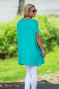 Short Sleeve V-Neck Piko Tunic - Light Green - Piko Clothing