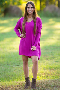 Long Sleeve V-Neck Piko Tunic - Orchid - Piko Clothing