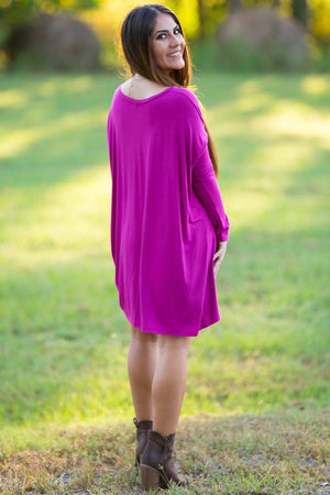 Long Sleeve V-Neck Piko Tunic - Orchid - Piko Clothing
