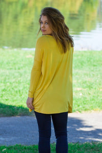 Long Sleeve V-Neck Piko Tunic - Mustard - Piko Clothing