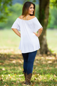 Off The Shoulder Short Sleeve Piko Top - White - Piko Clothing