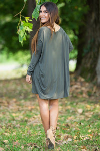 Long Sleeve V-Neck Piko Tunic - Army - Piko Clothing