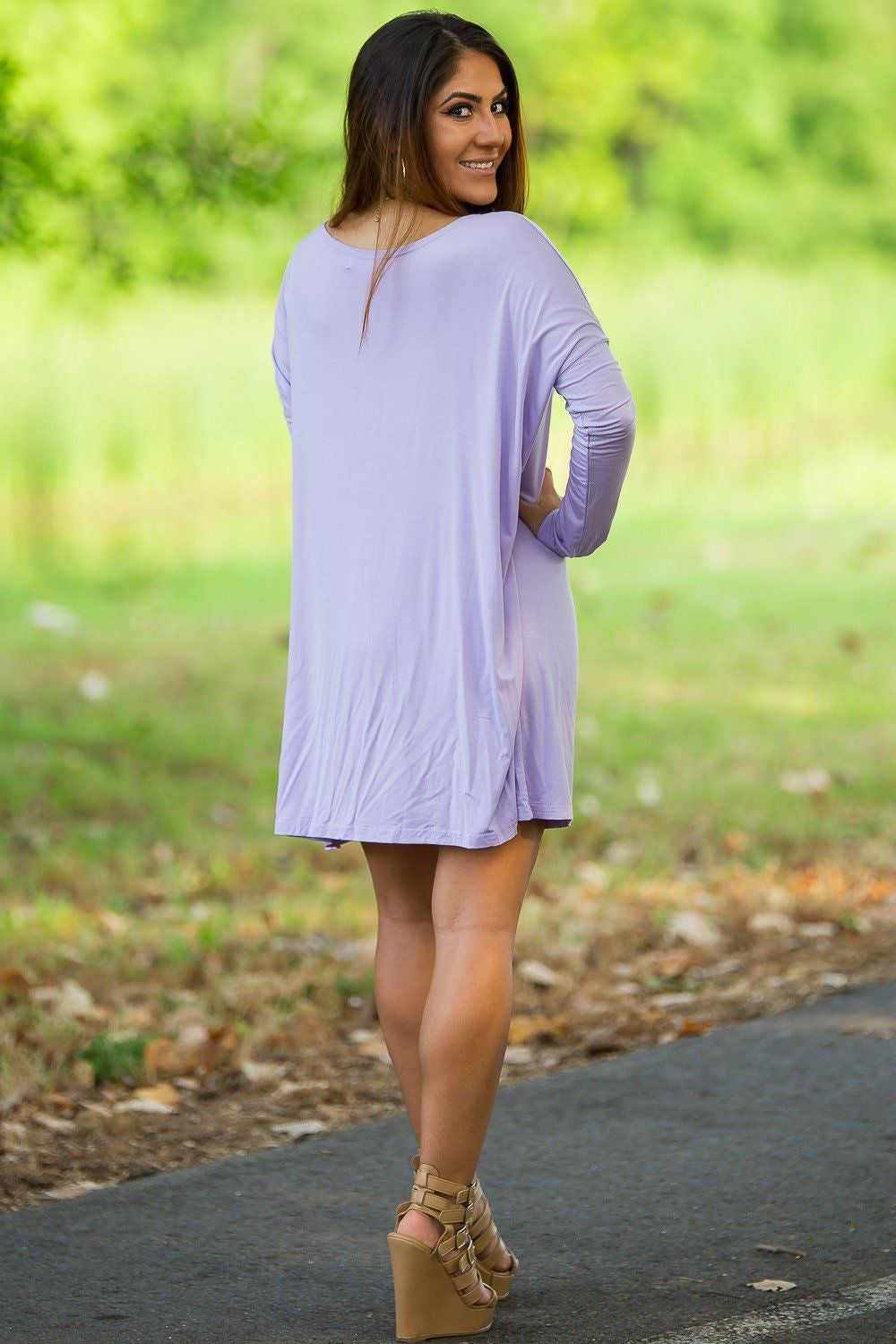 Long Sleeve Piko Tunic - Lilac - Piko Clothing