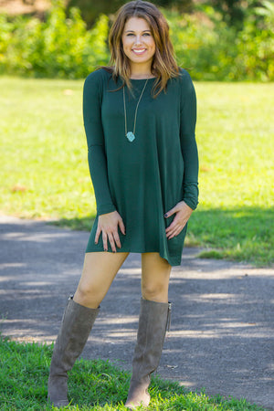 Long Sleeve Piko Tunic - Forest Green - Piko Clothing