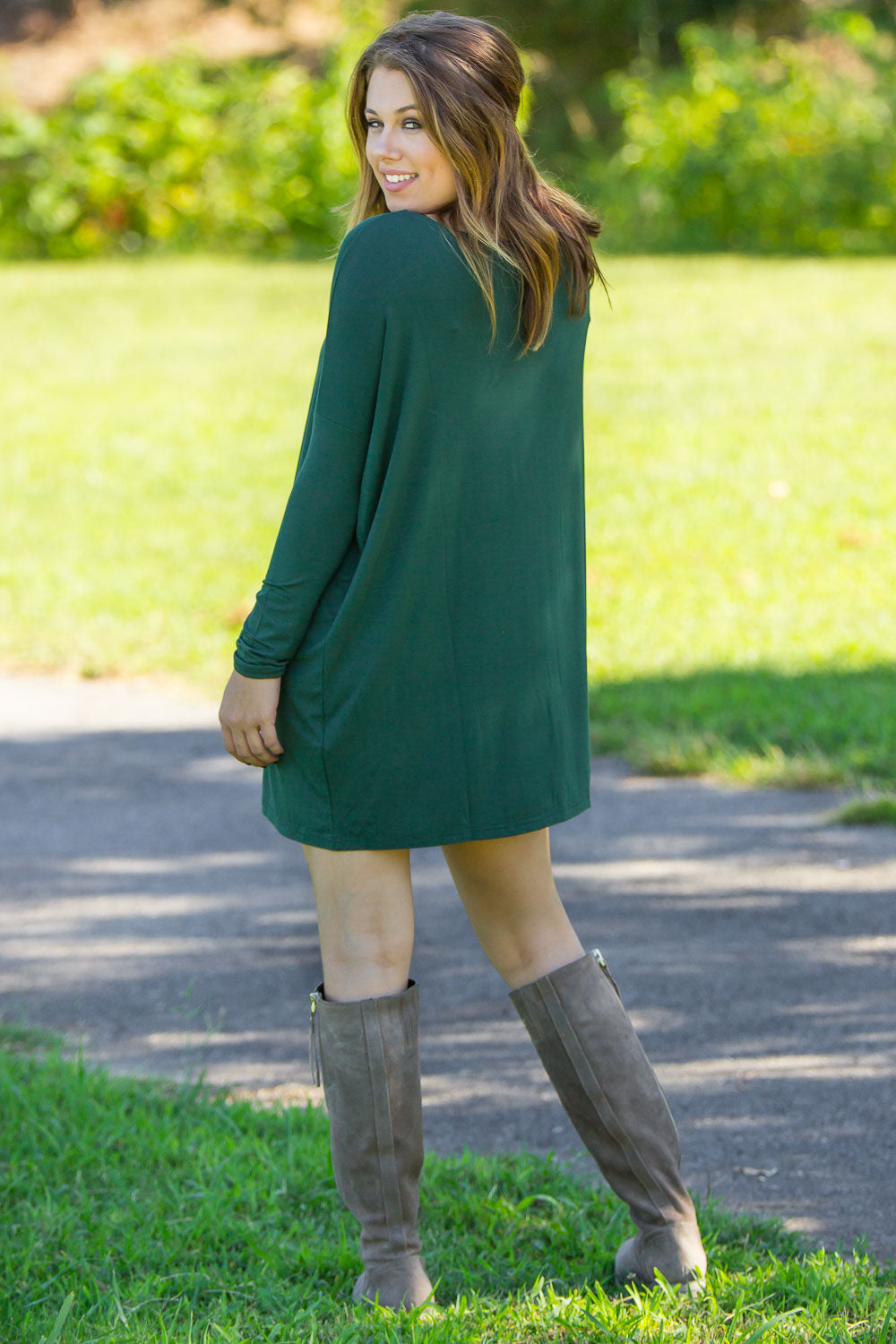 Long Sleeve Piko Tunic - Forest Green - Piko Clothing