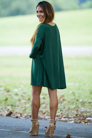 Long Sleeve V-Neck Piko Tunic - Forest Green - Piko Clothing