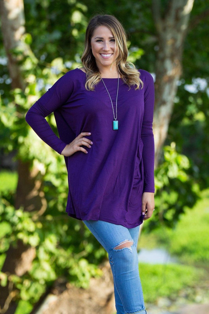 Long Sleeve Piko Top - Dark Purple - Piko Clothing