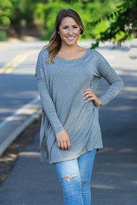 Long Sleeve Piko Tunic - Heather Grey - Piko Clothing