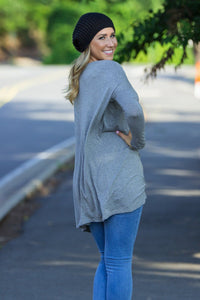 Long Sleeve V-Neck Piko Tunic - Heather Grey - Piko Clothing
