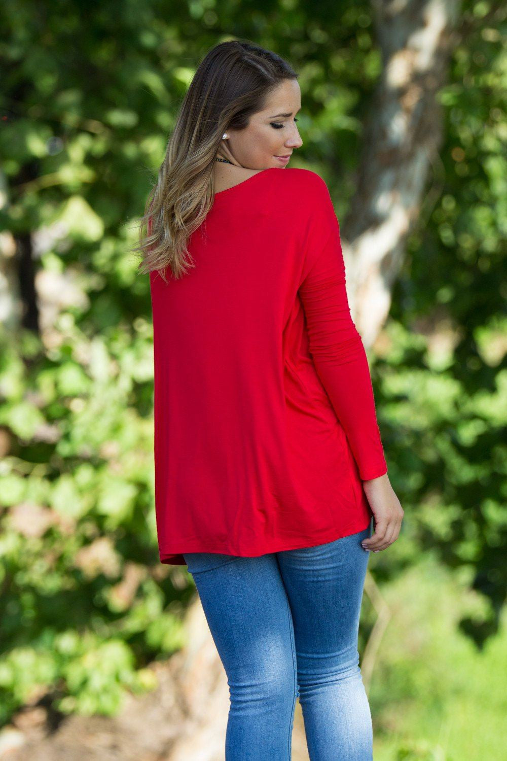 Long Sleeve Piko Top - Red - Piko Clothing