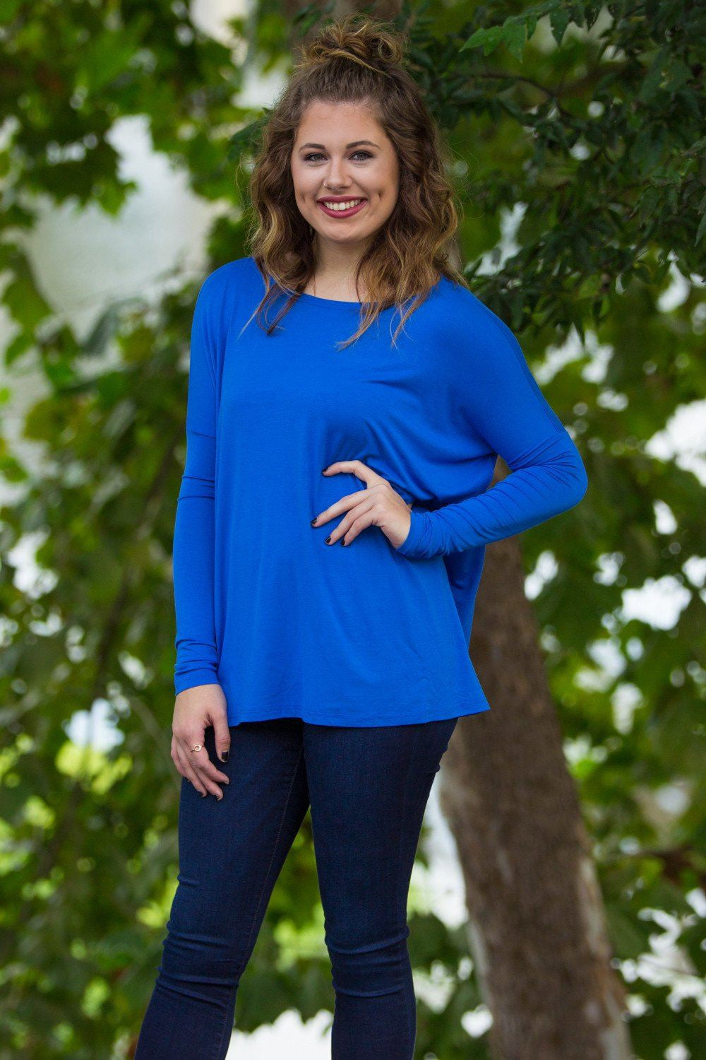 Long Sleeve Piko Top - Royal Blue - Piko Clothing