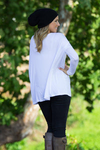 Long Sleeve Piko Top - White - Piko Clothing