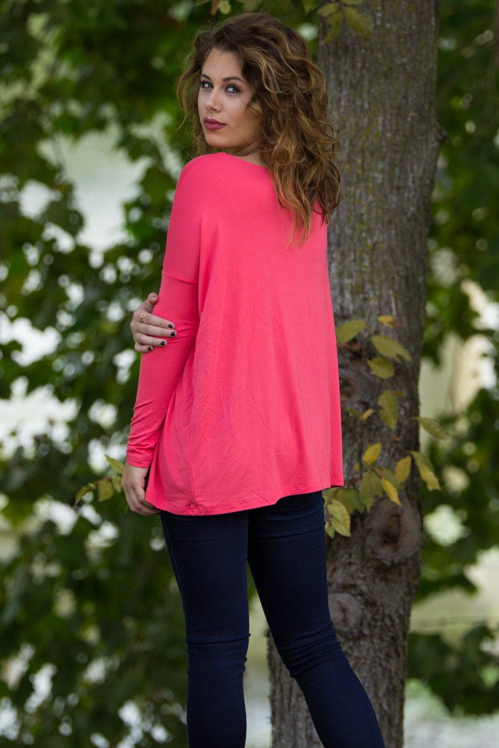 Long Sleeve Piko Top - Coral - Piko Clothing