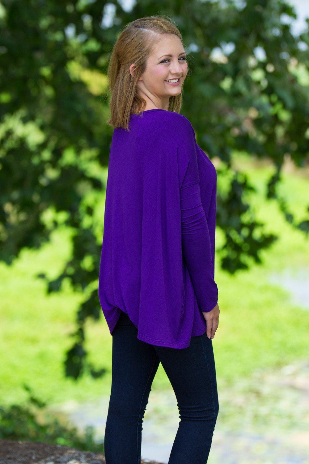 Long Sleeve V-Neck Piko Top - Purple - Piko Clothing