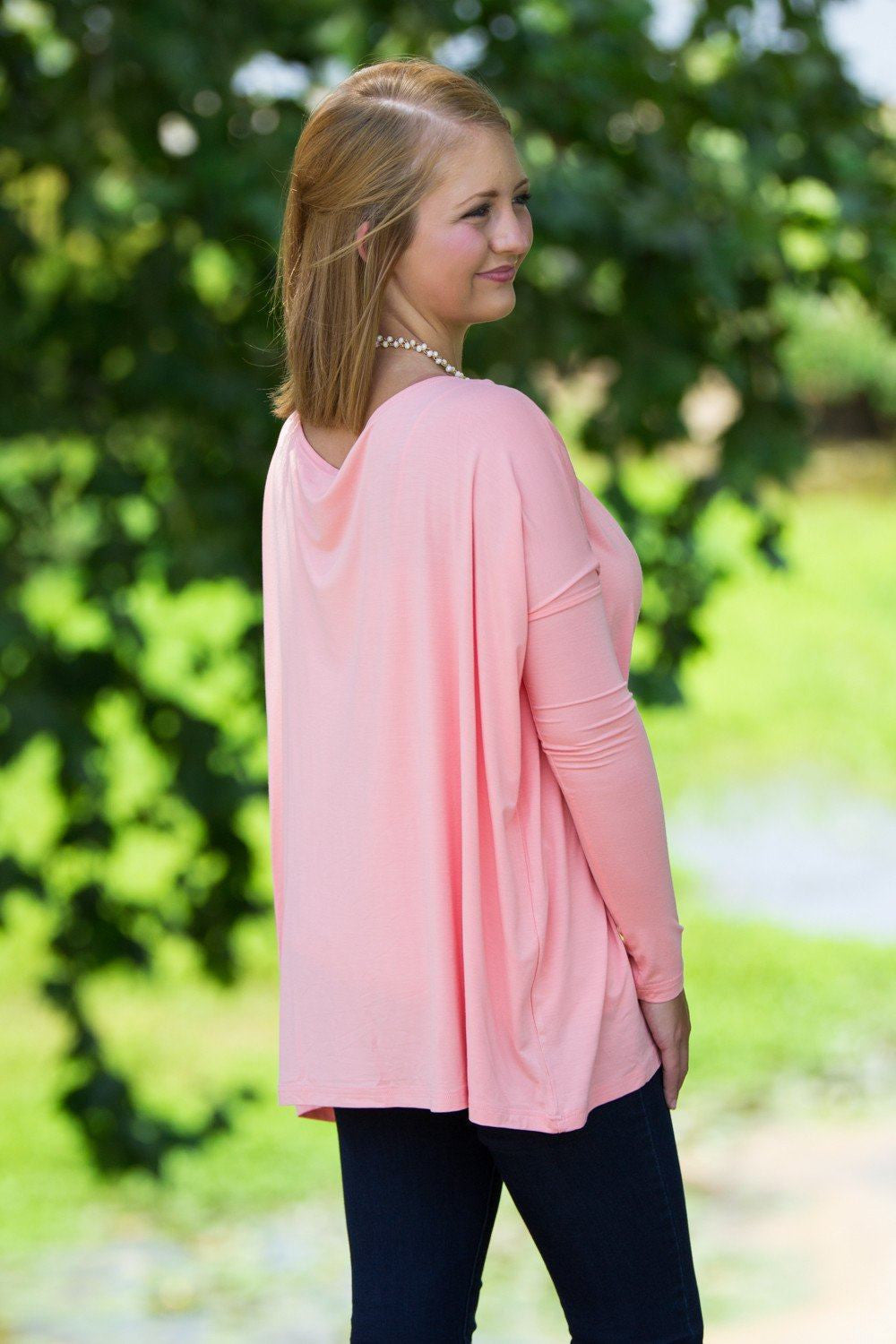 Long Sleeve Piko Top - Peach - Piko Clothing