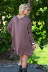 Long Sleeve V-Neck Piko Tunic - Brown - Piko Clothing