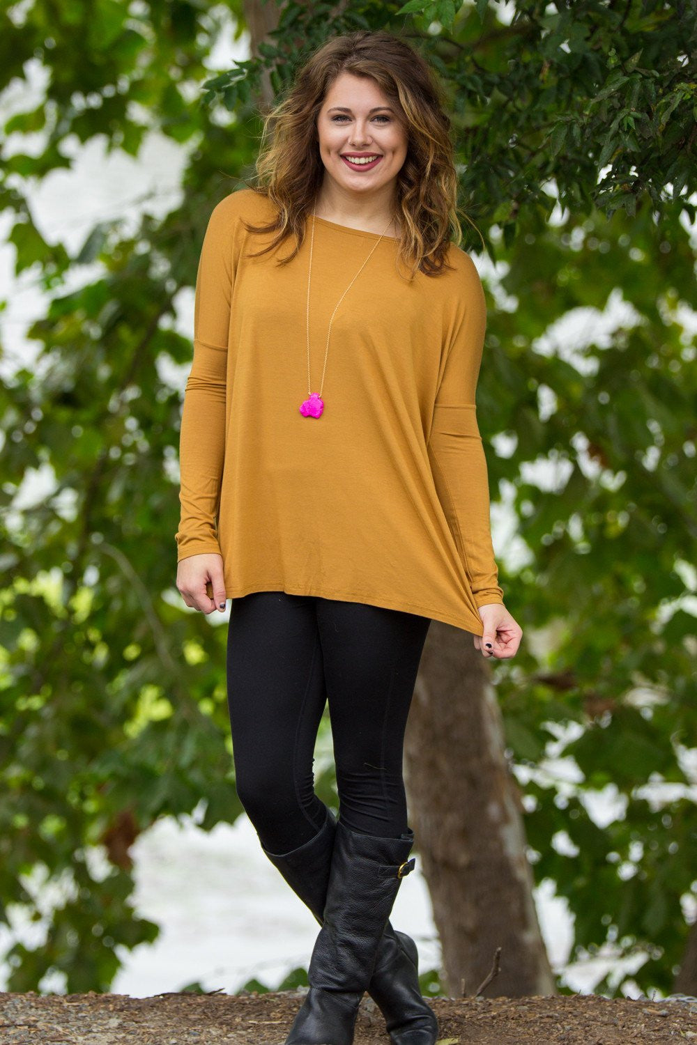Long Sleeve Piko Top - Dark Mustard - Piko Clothing