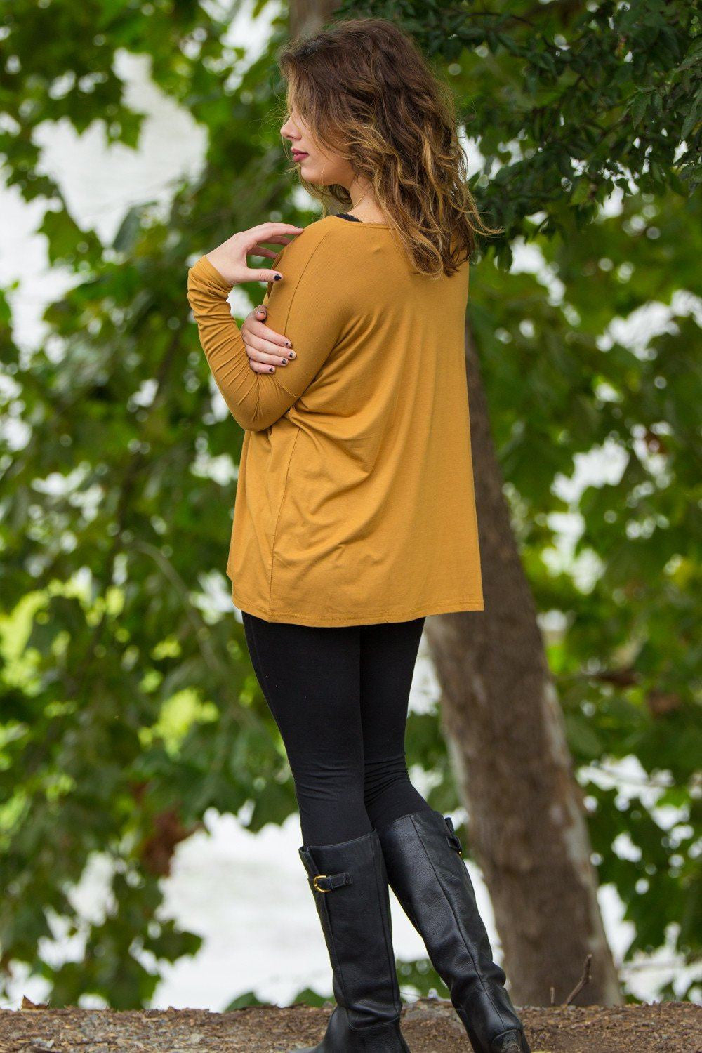 Long Sleeve Piko Top - Dark Mustard - Piko Clothing