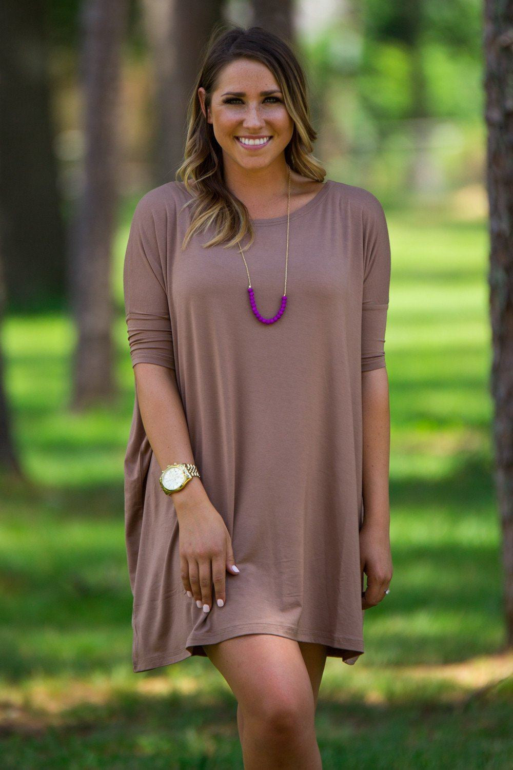 Half Sleeve Piko Tunic - Mocha - Piko Clothing