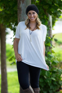 Short Sleeve V-Neck Piko Top - Off White - Piko Clothing