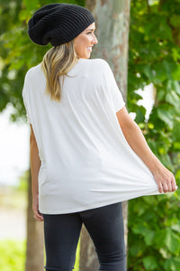 Short Sleeve V-Neck Piko Top - White - Piko Clothing