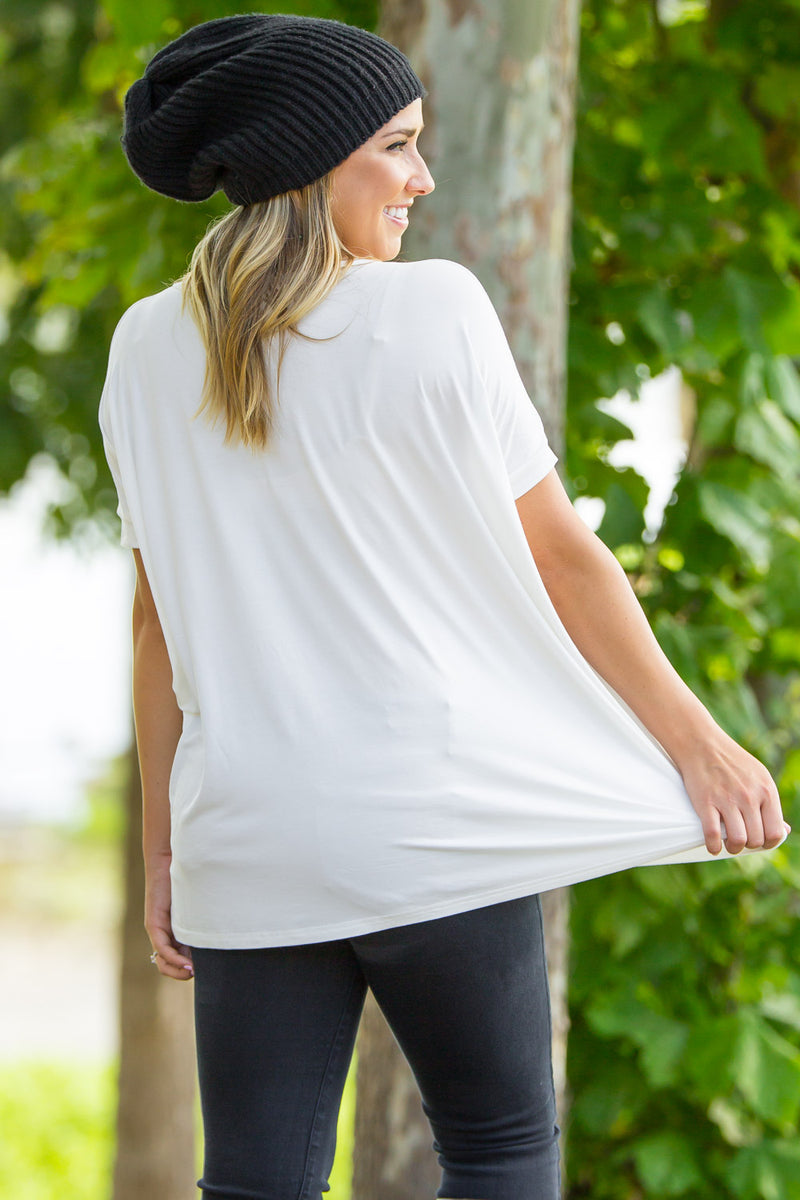 Short Sleeve V-Neck Piko Top - White - Piko Clothing