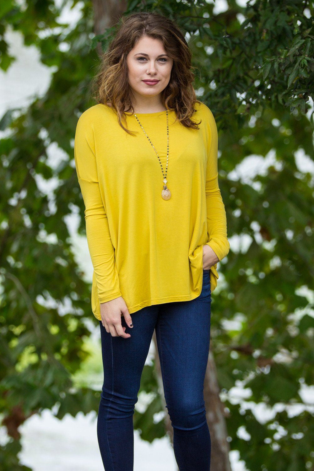 Long Sleeve Piko Top - Mustard - Piko Clothing