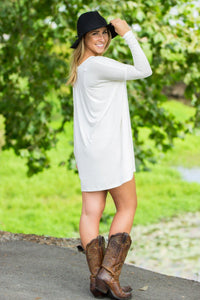 Long Sleeve V-Neck Piko Tunic - Off White - Piko Clothing