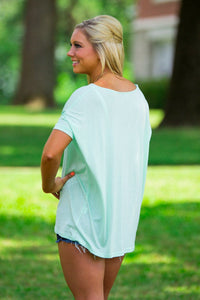 Short Sleeve V-Neck Piko Top - Mint - Piko Clothing