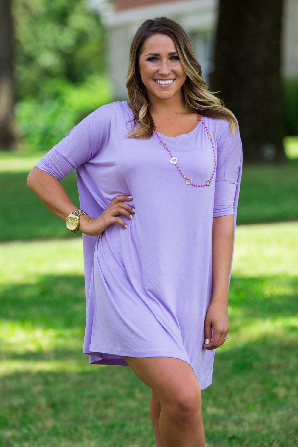 Half Sleeve Piko Tunic - Lilac - Piko Clothing